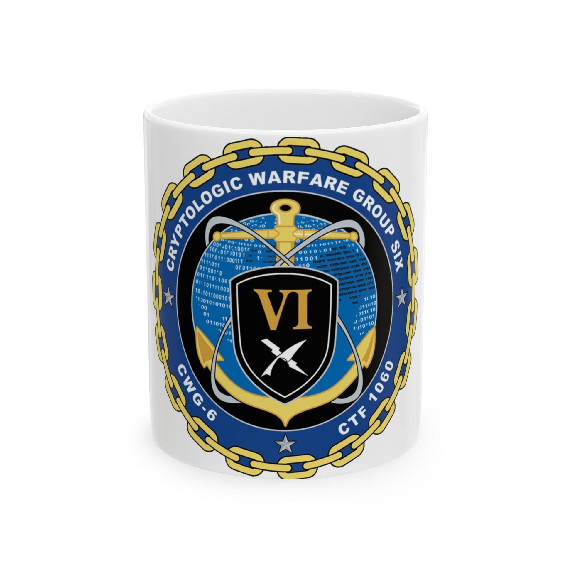 Cryptologic Warfare Group Six CWG 6 CTF 1060 (U.S. Navy) White Coffee Mug-11oz-The Sticker Space