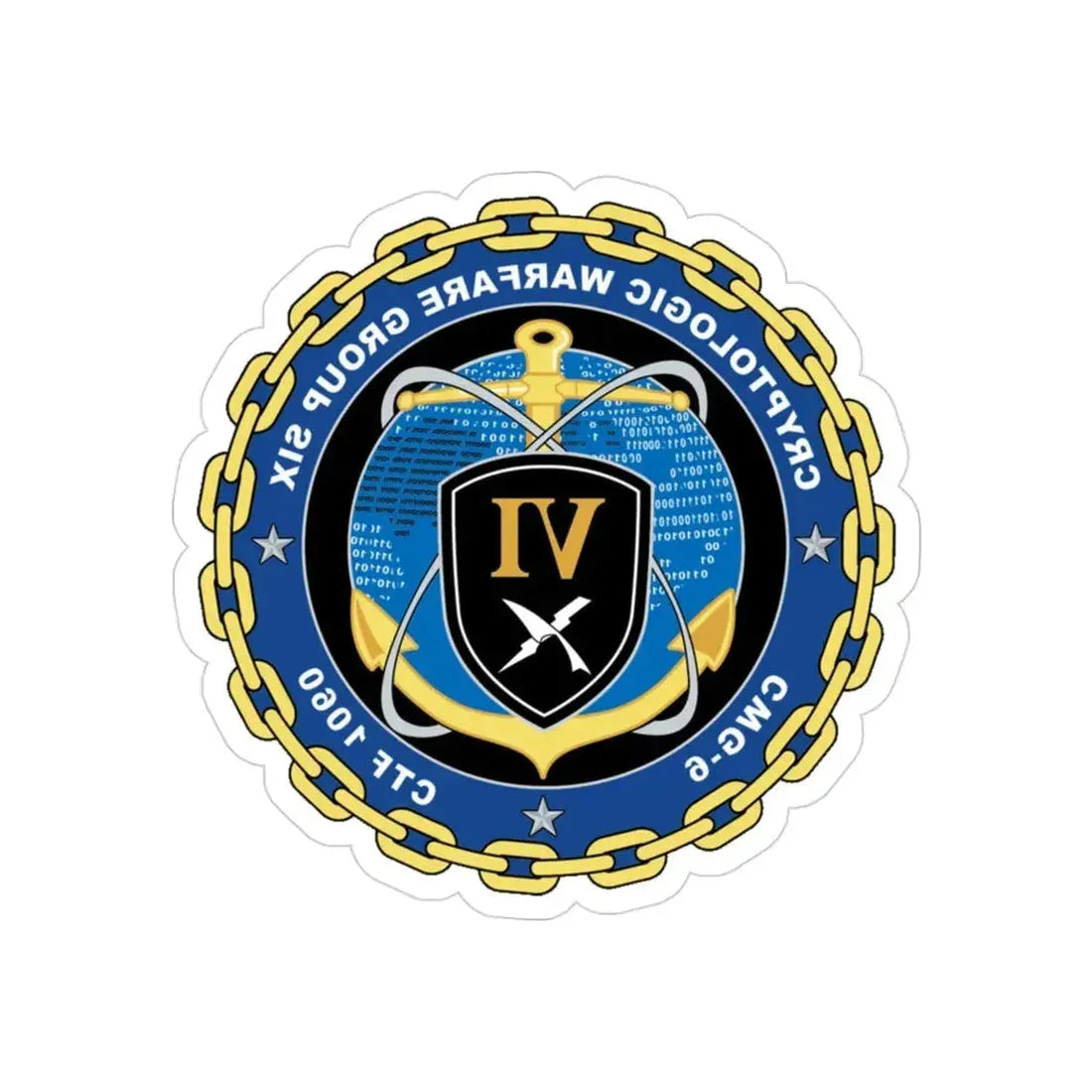 Cryptologic Warfare Group Six CWG 6 CTF 1060 (U.S. Navy) REVERSE PRINT Transparent Die-Cut STICKER 3 Inch Die-Cut Transparent - The Sticker Space