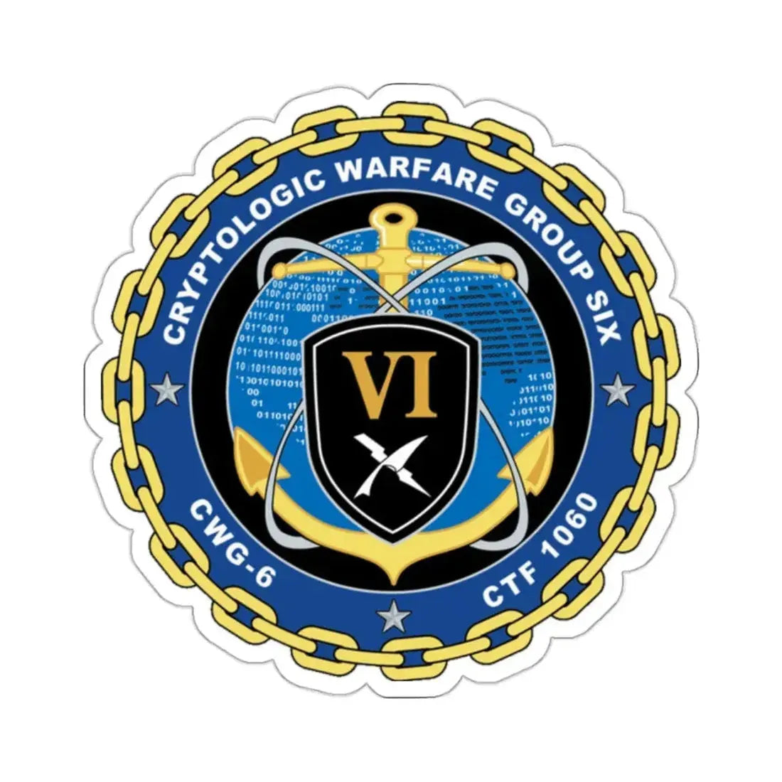 Cryptologic Warfare Group Six CWG 6 CTF 1060 (U.S. Navy) STICKER Vinyl Kiss-Cut Decal 2 Inch White - The Sticker Space