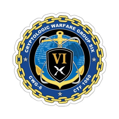 Cryptologic Warfare Group Six CWG 6 CTF 1060 (U.S. Navy) STICKER Vinyl Kiss-Cut Decal 3 Inch White - The Sticker Space