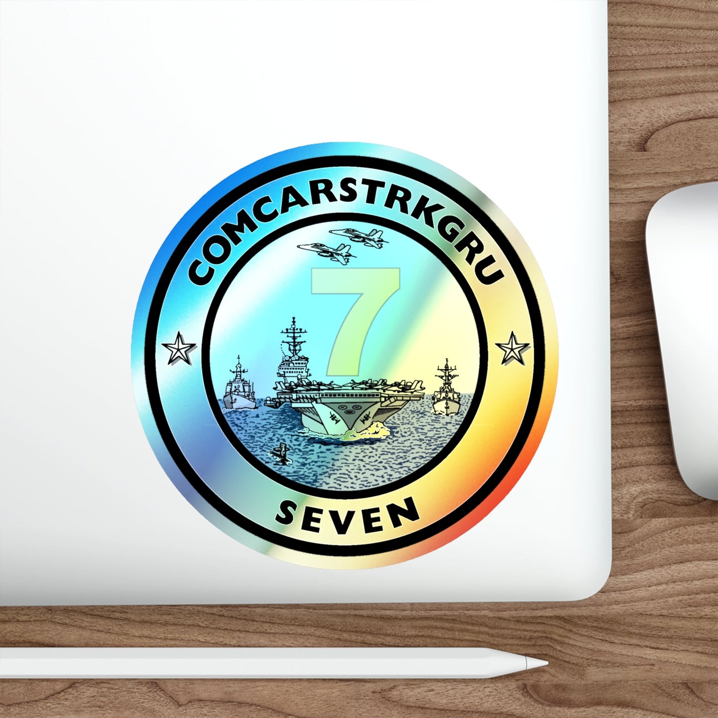 CSG 7 Carrier Strike Group Seven COMCARSTRKGRU SEVEN (U.S. Navy) Holographic STICKER Die-Cut Vinyl Decal-The Sticker Space