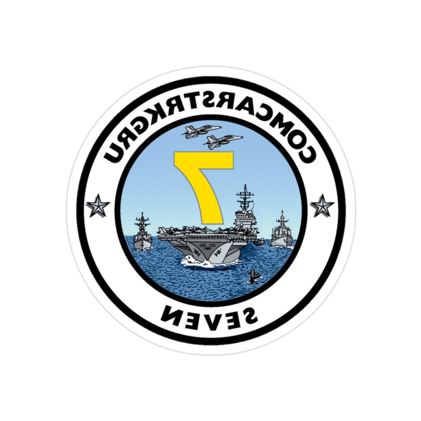 CSG 7 Carrier Strike Group Seven COMCARSTRKGRU SEVEN (U.S. Navy) REVERSE PRINT Transparent STICKER-2" × 2"-The Sticker Space