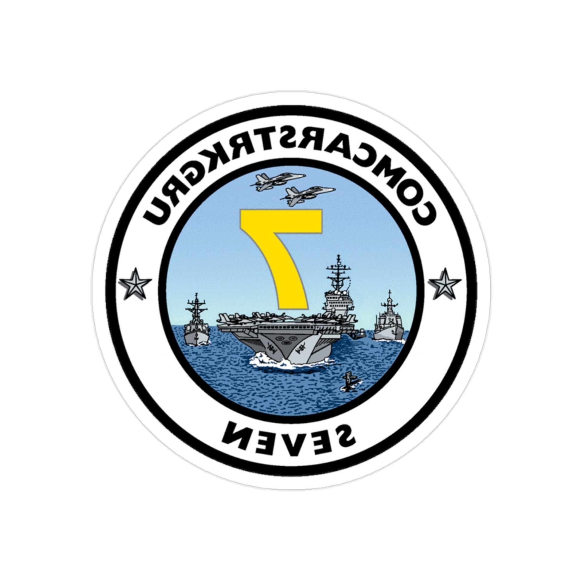 CSG 7 Carrier Strike Group Seven COMCARSTRKGRU SEVEN (U.S. Navy) REVERSE PRINT Transparent STICKER-2" × 2"-The Sticker Space