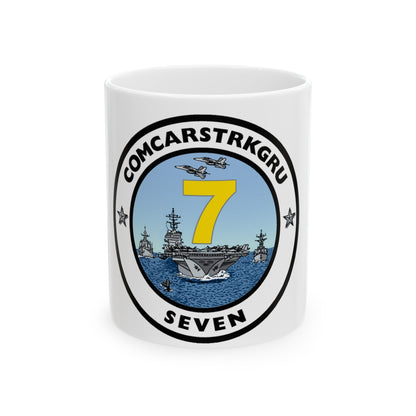 CSG 7 Carrier Strike Group Seven COMCARSTRKGRU SEVEN (U.S. Navy) White Coffee Mug-11oz-The Sticker Space