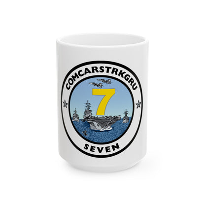 CSG 7 Carrier Strike Group Seven COMCARSTRKGRU SEVEN (U.S. Navy) White Coffee Mug-15oz-The Sticker Space