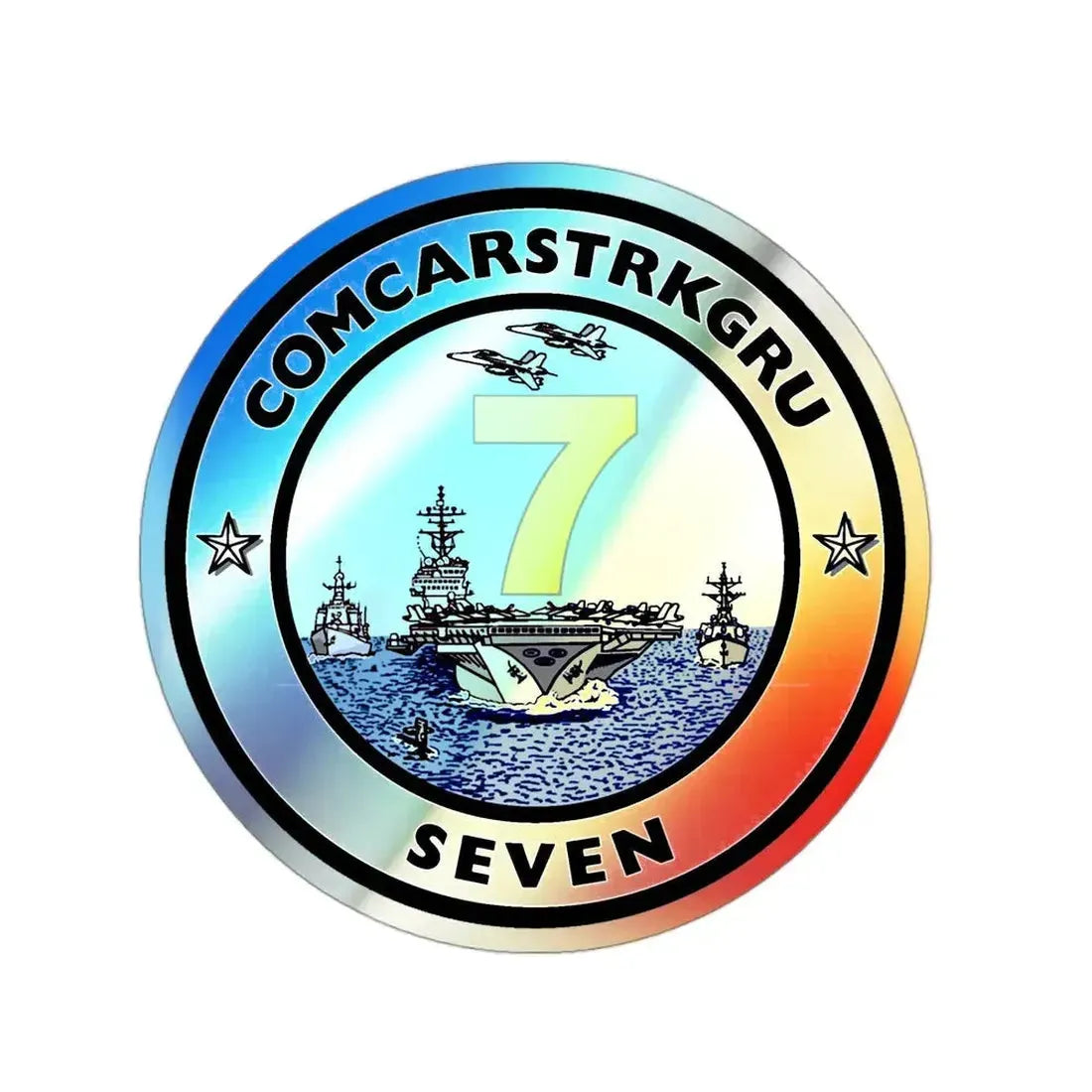 CSG 7 Carrier Strike Group Seven COMCARSTRKGRU SEVEN (U.S. Navy) Holographic STICKER Die-Cut Vinyl Decal 3 Inch Holographic - The Sticker Space