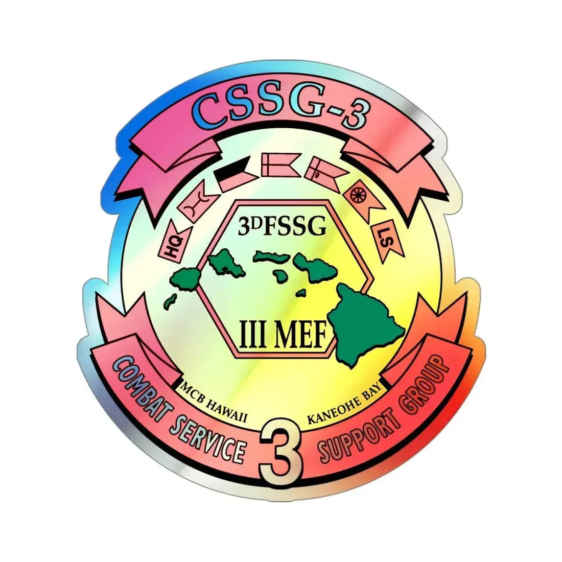 CSSG 3 Combat Service Support Group 3 (USMC) Holographic STICKER Die-Cut Vinyl Decal 4 Inch Holographic - The Sticker Space