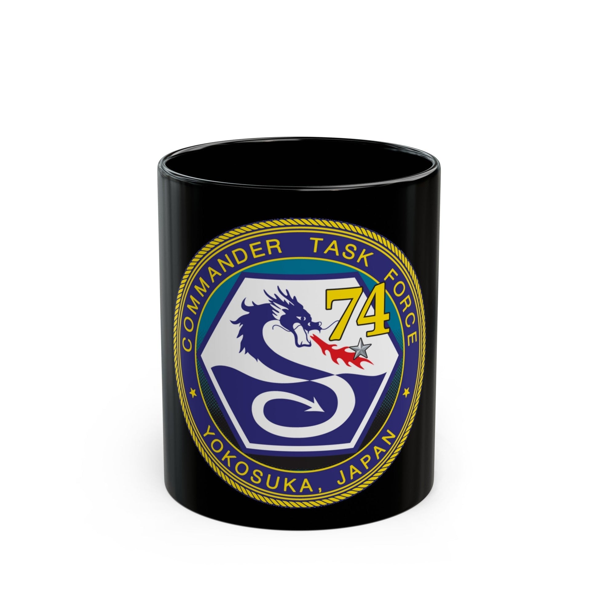 CTF 74 Yokosuka Japan Combined Task Force (U.S. Navy) Black Coffee Mug-11oz-The Sticker Space