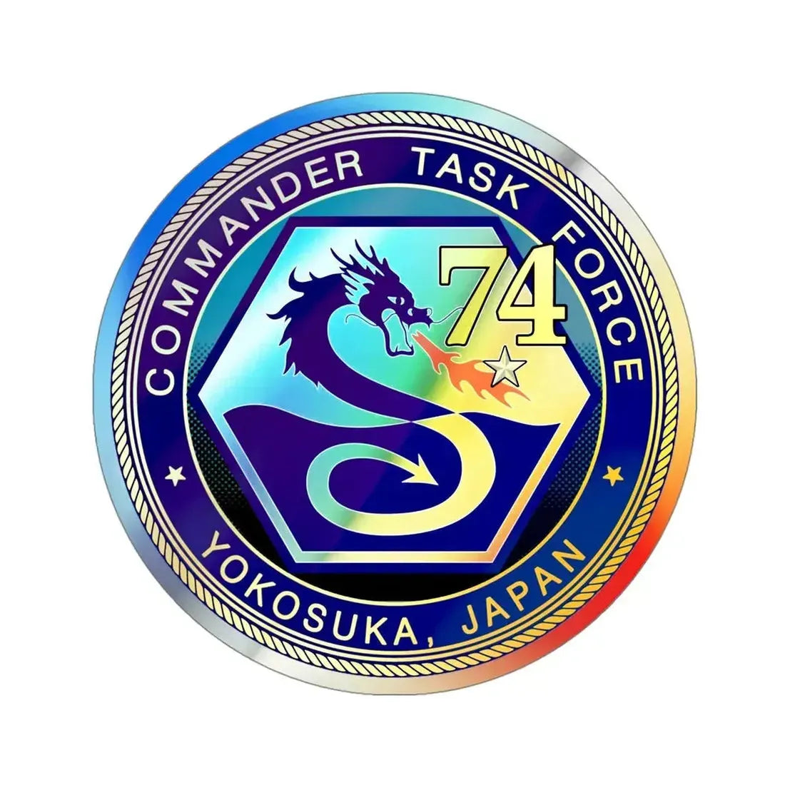 CTF 74 Yokosuka Japan Combined Task Force (U.S. Navy) Holographic STICKER Die-Cut Vinyl Decal 4 Inch Holographic - The Sticker Space