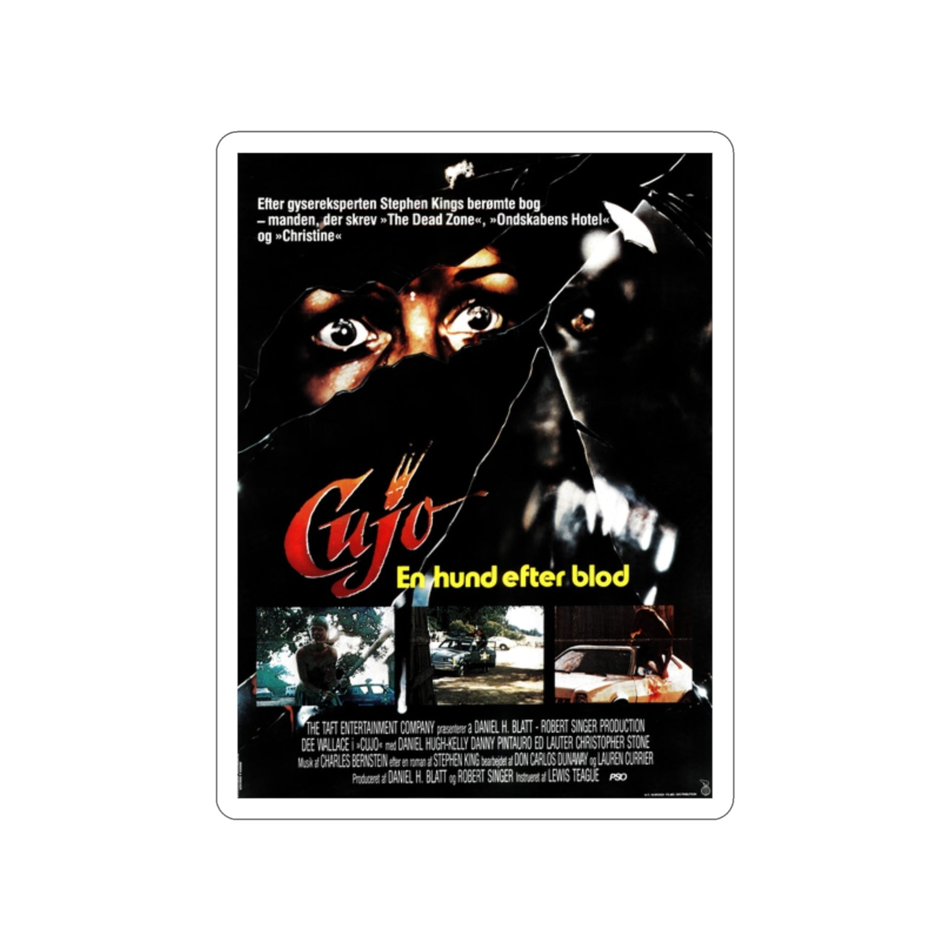 CUJO (DANISH) 1983 Movie Poster STICKER Vinyl Die-Cut Decal-2 Inch-The Sticker Space