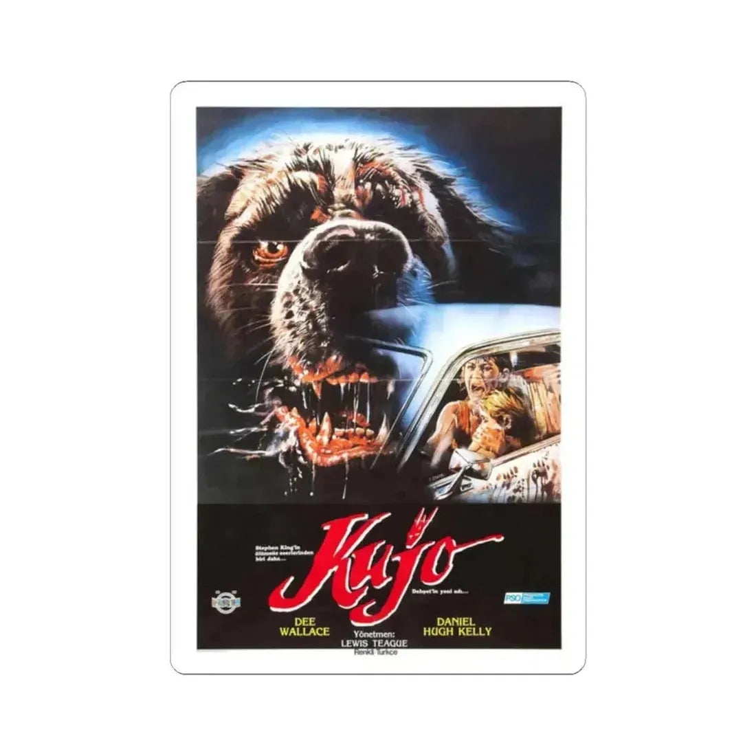 CUJO (TURKISH) 1983 Movie Poster - STICKER Vinyl Kiss-Cut Decal 2 Inch White - The Sticker Space
