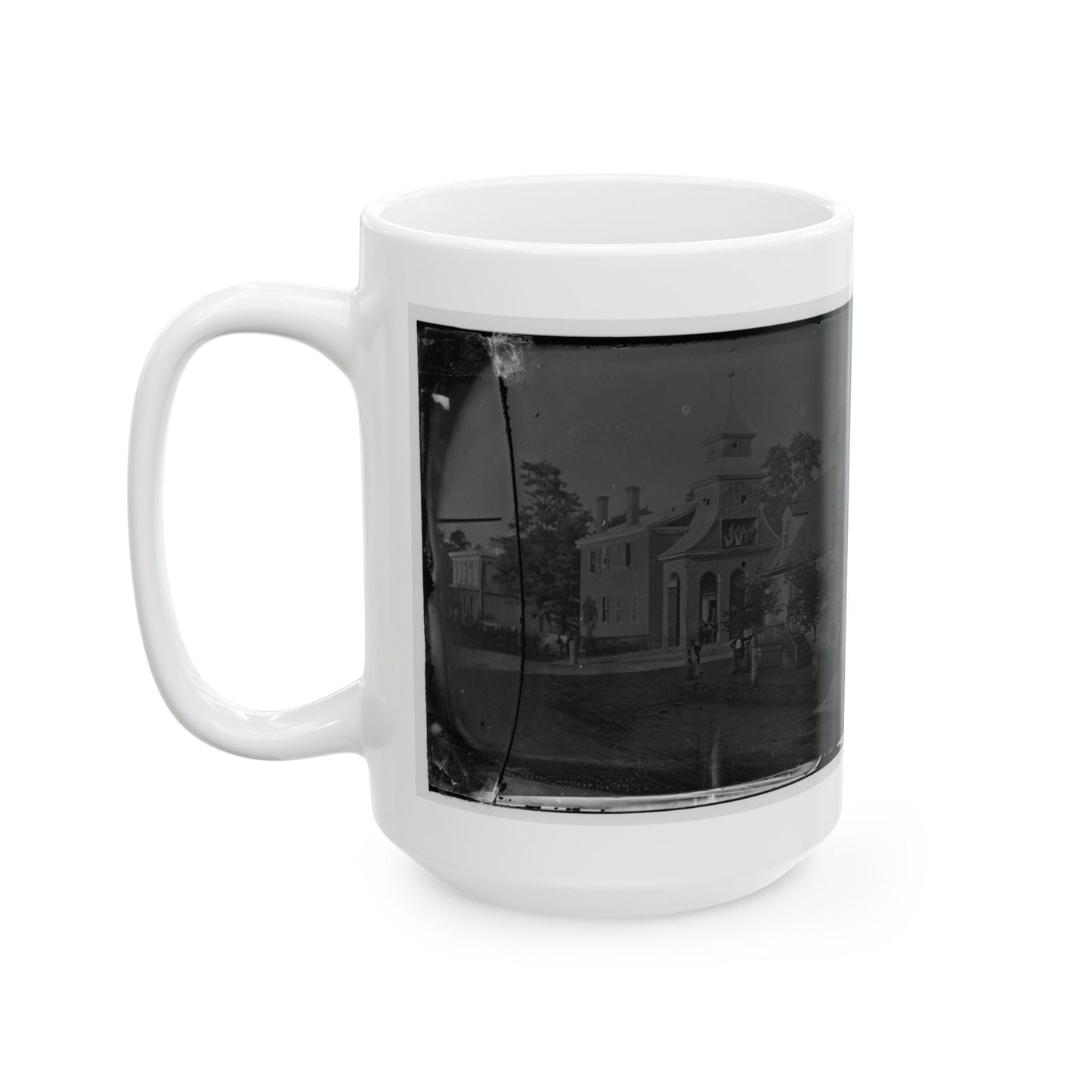 Culpeper Court House, Va.  Court House, With A Group Of Confederates Captured At Cedar Mountain On Balcony (U.S. Civil War) White Coffee Mug