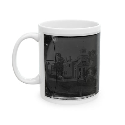 Culpeper Court House, Va.  Court House, With A Group Of Confederates Captured At Cedar Mountain On Balcony (U.S. Civil War) White Coffee Mug