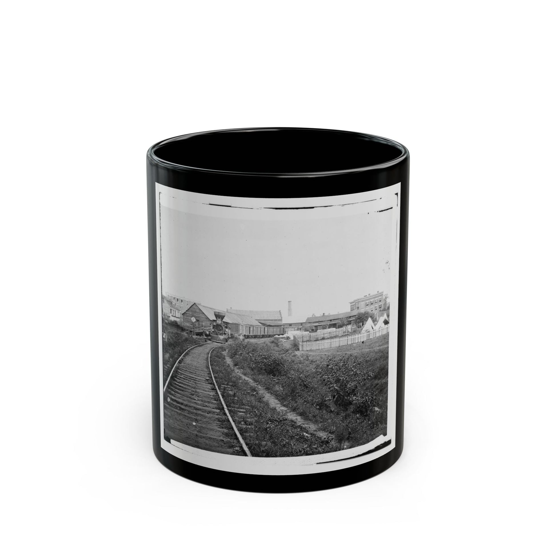 Culpeper Court House, Va. Freight Train On Orange And Alexandria Railroad (U.S. Civil War) Black Coffee Mug-11oz-The Sticker Space