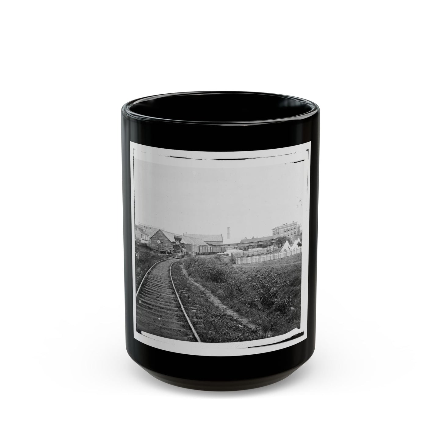 Culpeper Court House, Va. Freight Train On Orange And Alexandria Railroad (U.S. Civil War) Black Coffee Mug-15oz-The Sticker Space