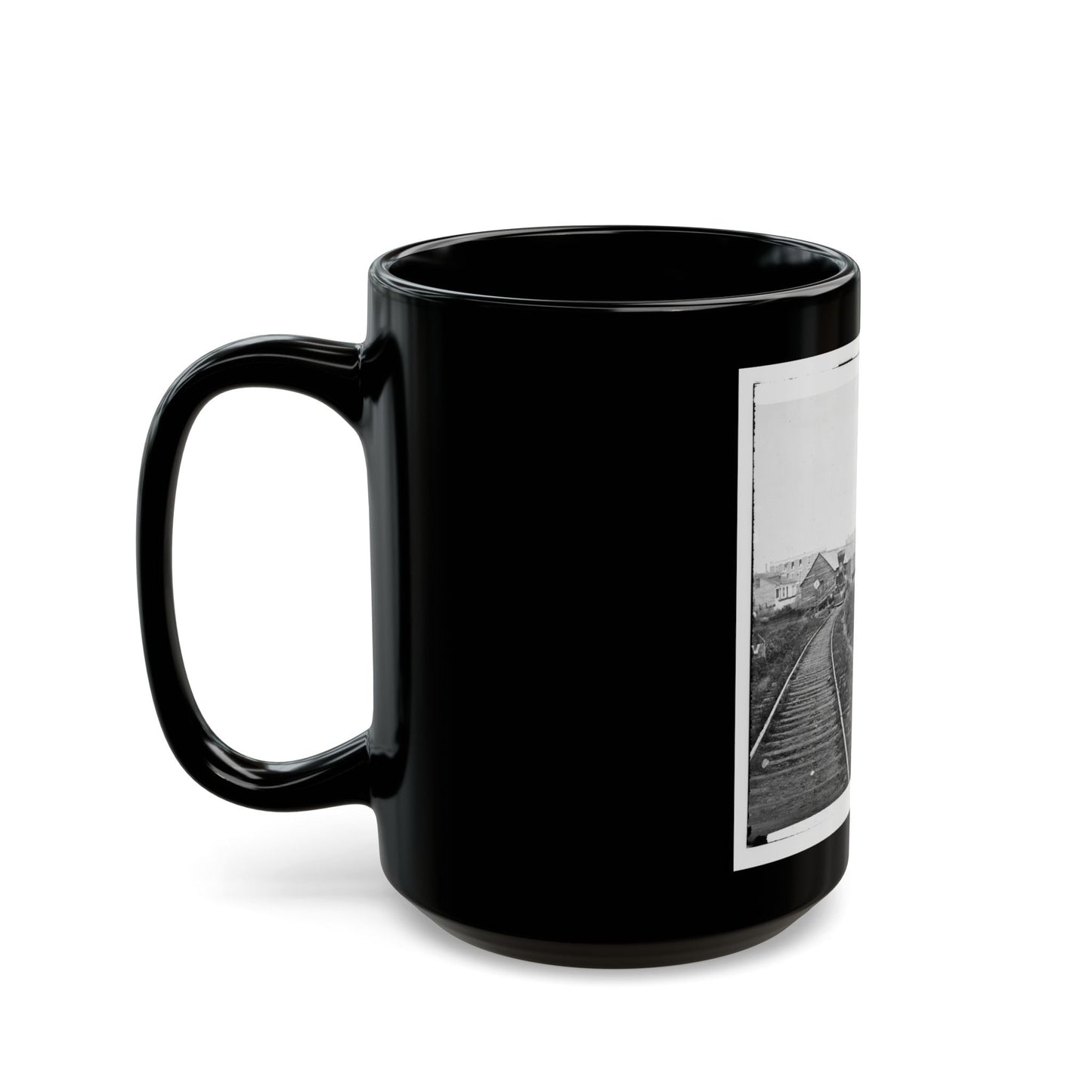 Culpeper Court House, Va. Freight Train On Orange And Alexandria Railroad (U.S. Civil War) Black Coffee Mug-The Sticker Space