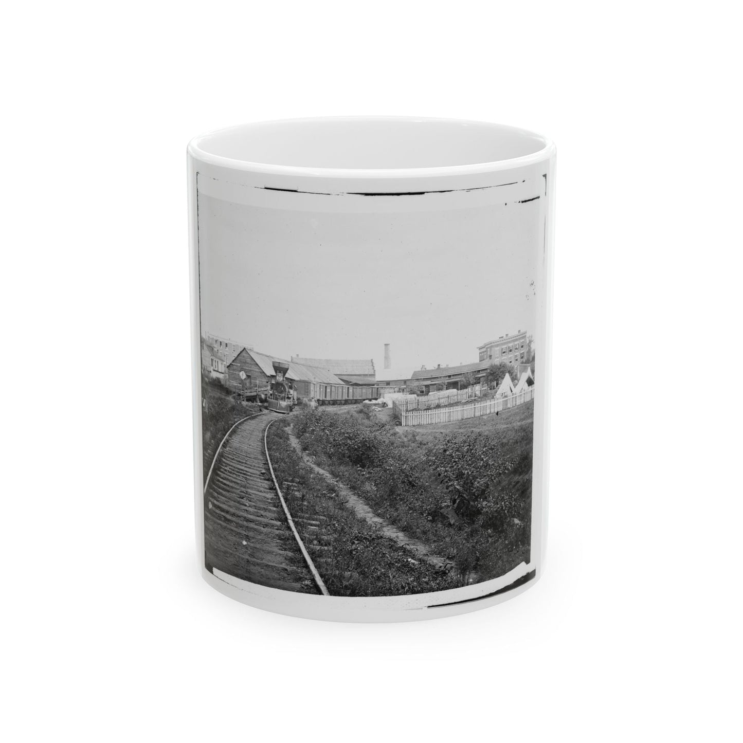 Culpeper Court House, Va. Freight Train On Orange And Alexandria Railroad (U.S. Civil War) White Coffee Mug