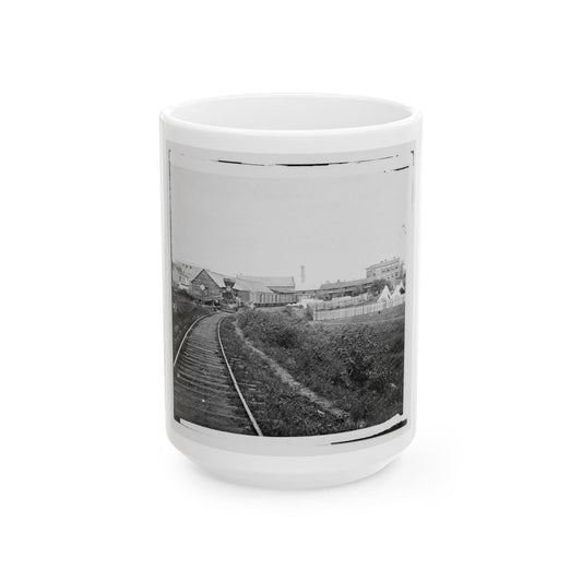 Culpeper Court House, Va. Freight Train On Orange And Alexandria Railroad (U.S. Civil War) White Coffee Mug