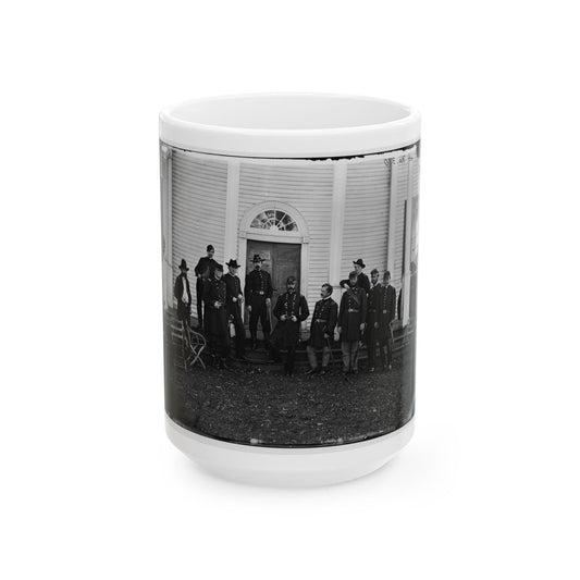 Culpeper, Va. Gen. George G. Meade And Staff On Steps Of Wallack's House (U.S. Civil War) White Coffee Mug