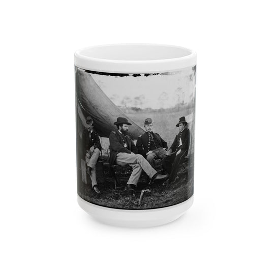 Culpeper, Virginia. Group Of Officers, Headquarters, Army Of The Potomac(2) (U.S. Civil War) White Coffee Mug-15oz-The Sticker Space