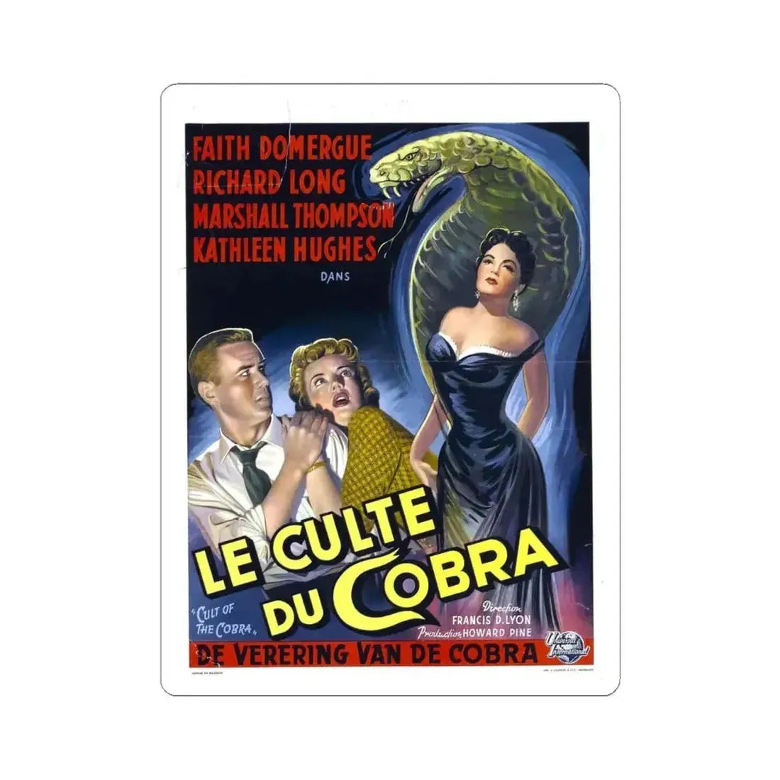 CULT OF THE COBRA (BELGIAN) 1955 Movie Poster - STICKER Vinyl Kiss-Cut Decal 4 Inch White - The Sticker Space