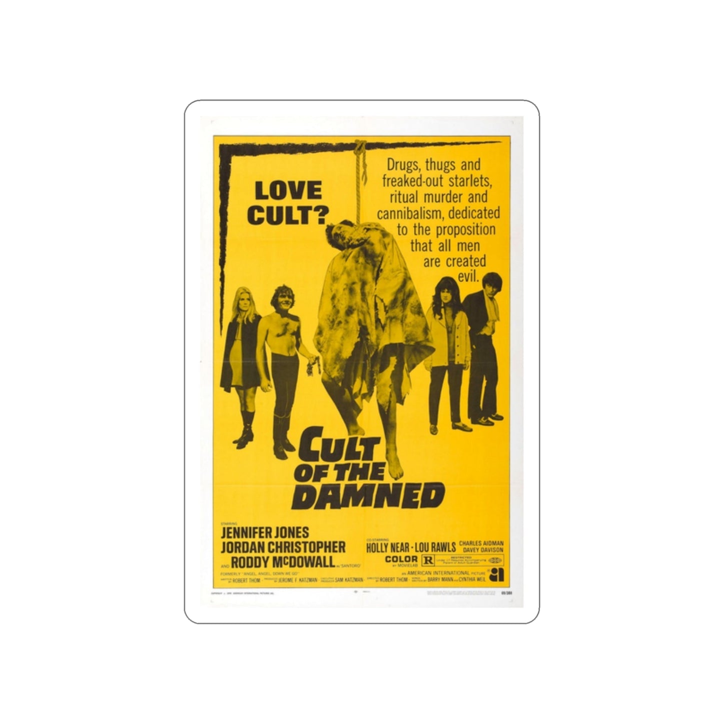 CULT OF THE DAMNED 1969 Movie Poster STICKER Vinyl Die-Cut Decal-2 Inch-The Sticker Space