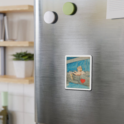 Cupid in Flight (Magazine Illustration) Refrigerator Magnet-The Sticker Space