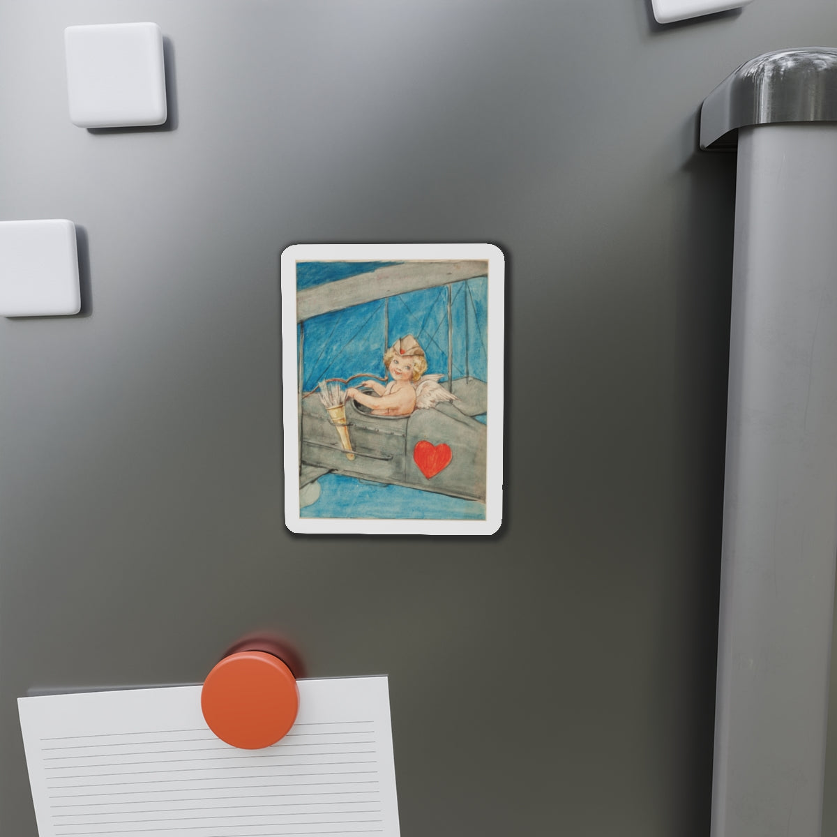 Cupid in Flight (Magazine Illustration) Refrigerator Magnet-The Sticker Space