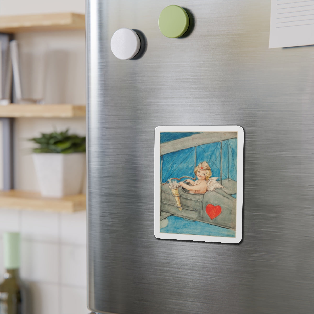 Cupid in Flight (Magazine Illustration) Refrigerator Magnet-The Sticker Space