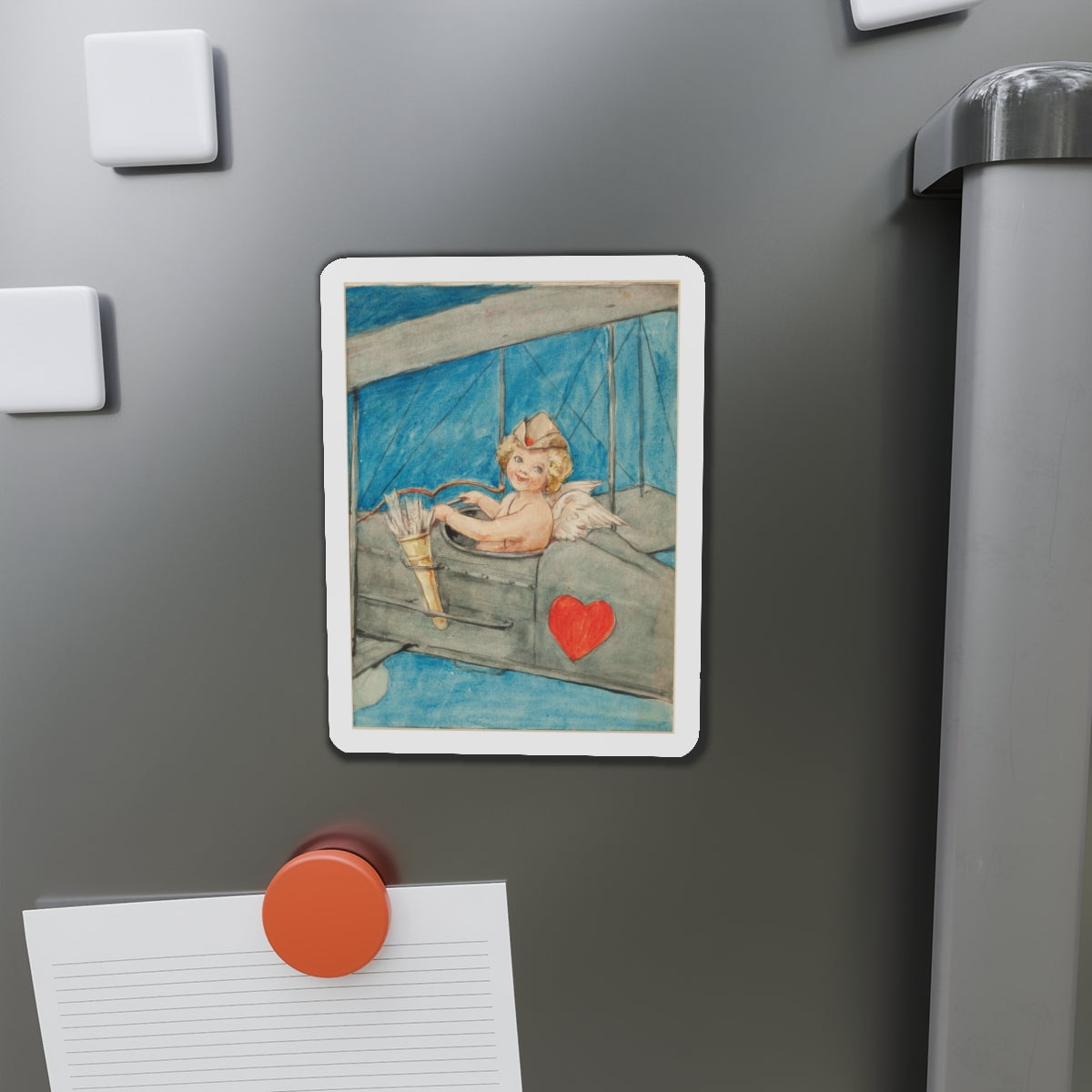 Cupid in Flight (Magazine Illustration) Refrigerator Magnet-The Sticker Space