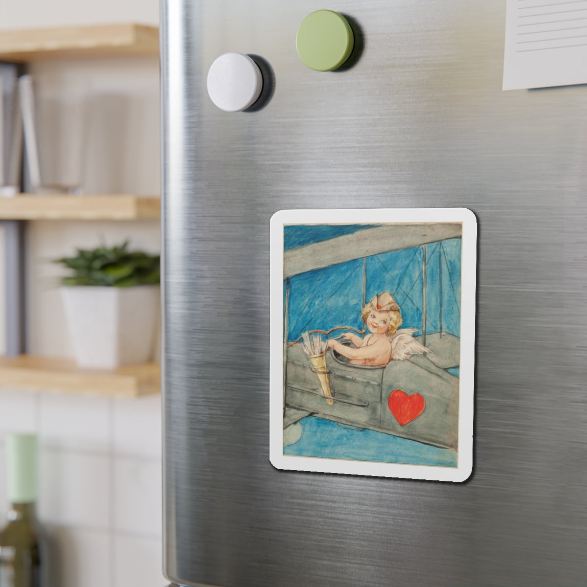 Cupid in Flight (Magazine Illustration) Refrigerator Magnet-The Sticker Space