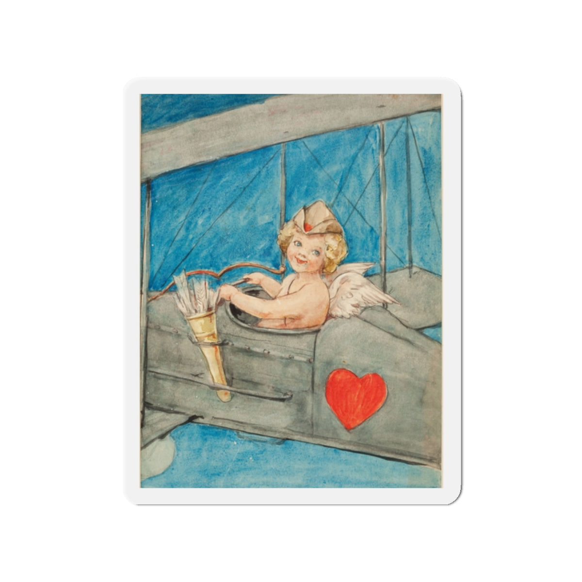 Cupid in Flight (Magazine Illustration) Refrigerator Magnet-2" x 2"-The Sticker Space