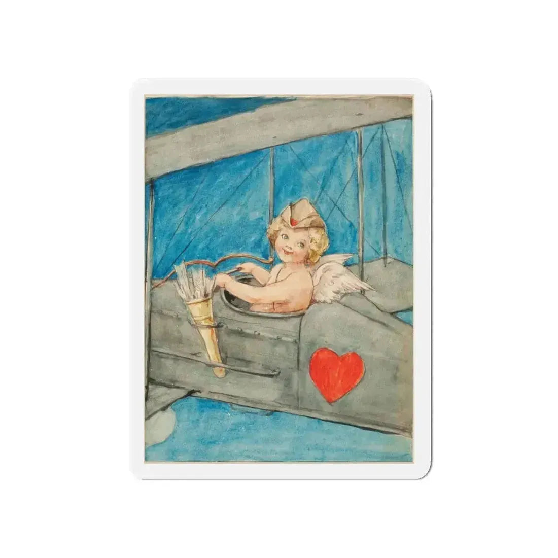 Cupid in Flight (Magazine Illustration) Refrigerator Magnet 4 Inch - The Sticker Space