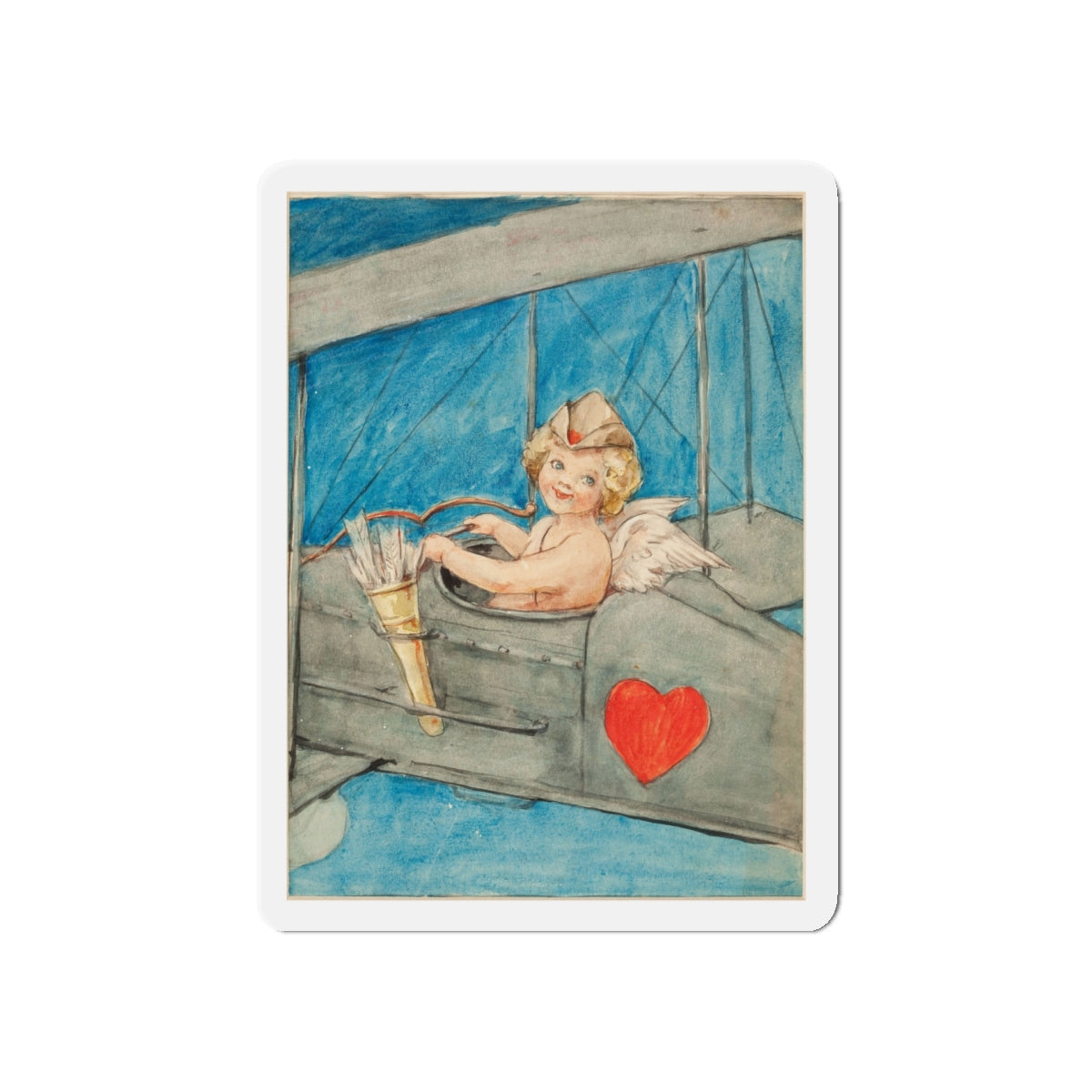 Cupid in Flight (Magazine Illustration) Refrigerator Magnet-5" x 5"-The Sticker Space