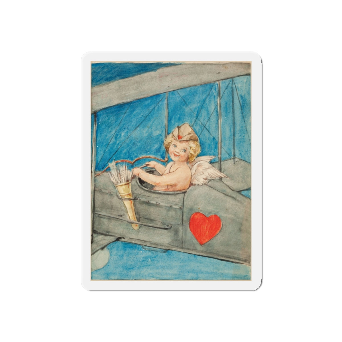 Cupid in Flight (Magazine Illustration) Refrigerator Magnet-6 × 6"-The Sticker Space