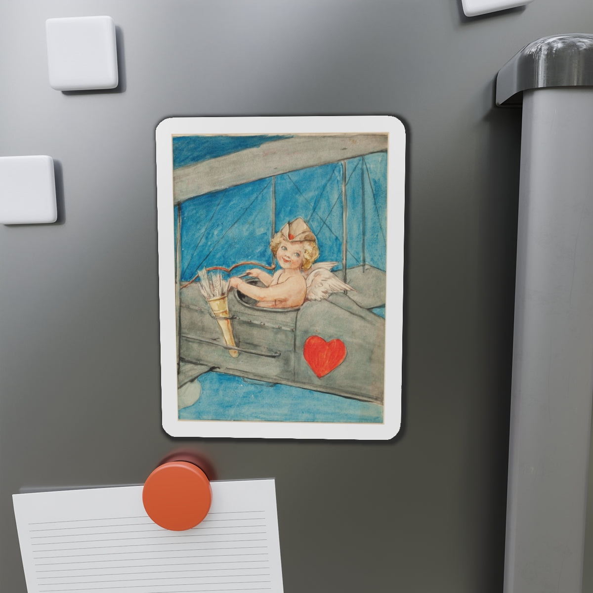 Cupid in Flight (Magazine Illustration) Refrigerator Magnet-The Sticker Space