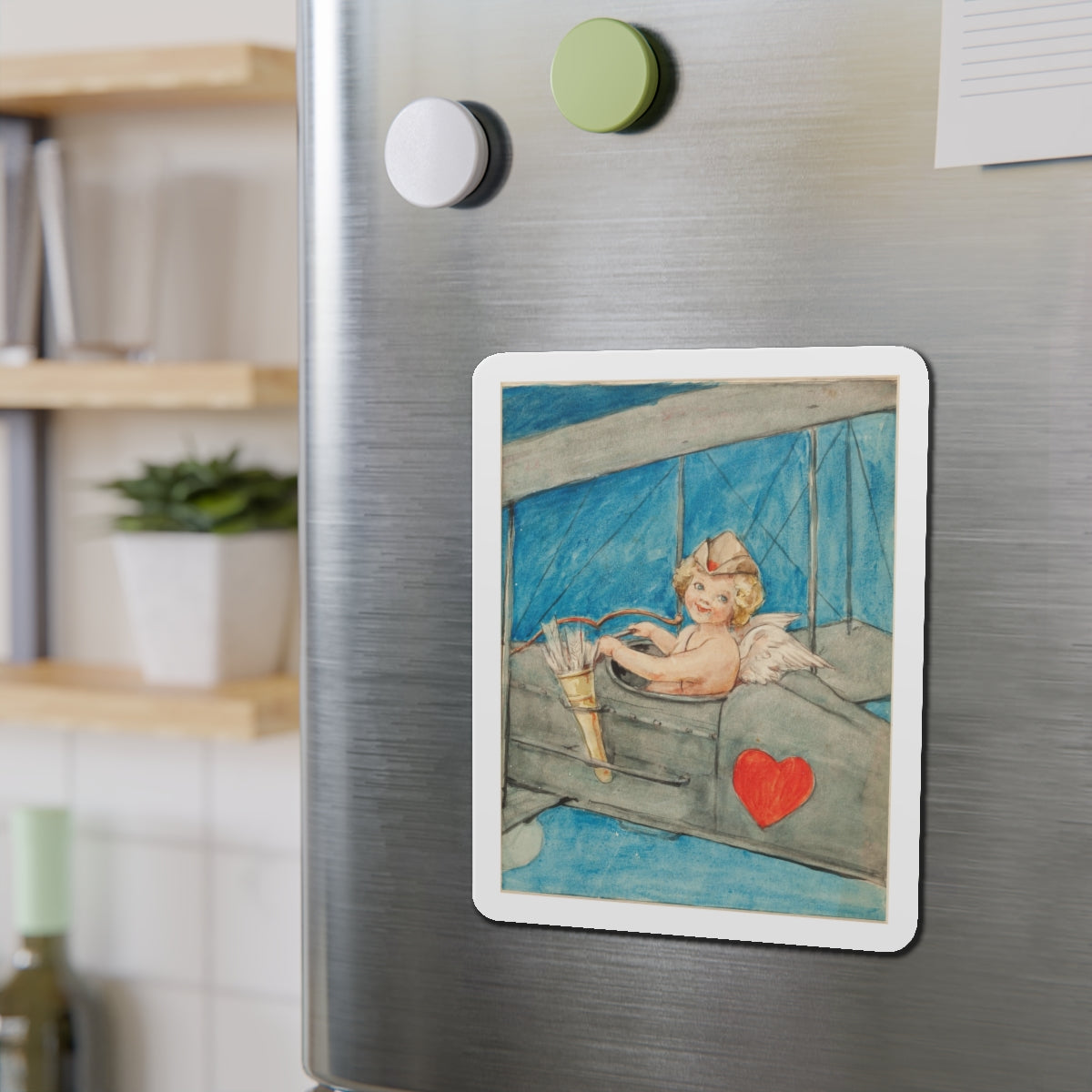 Cupid in Flight (Magazine Illustration) Refrigerator Magnet-The Sticker Space