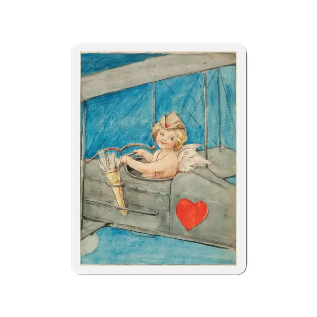 Cupid in Flight (Magazine Illustration) Refrigerator Magnet - The Sticker Space