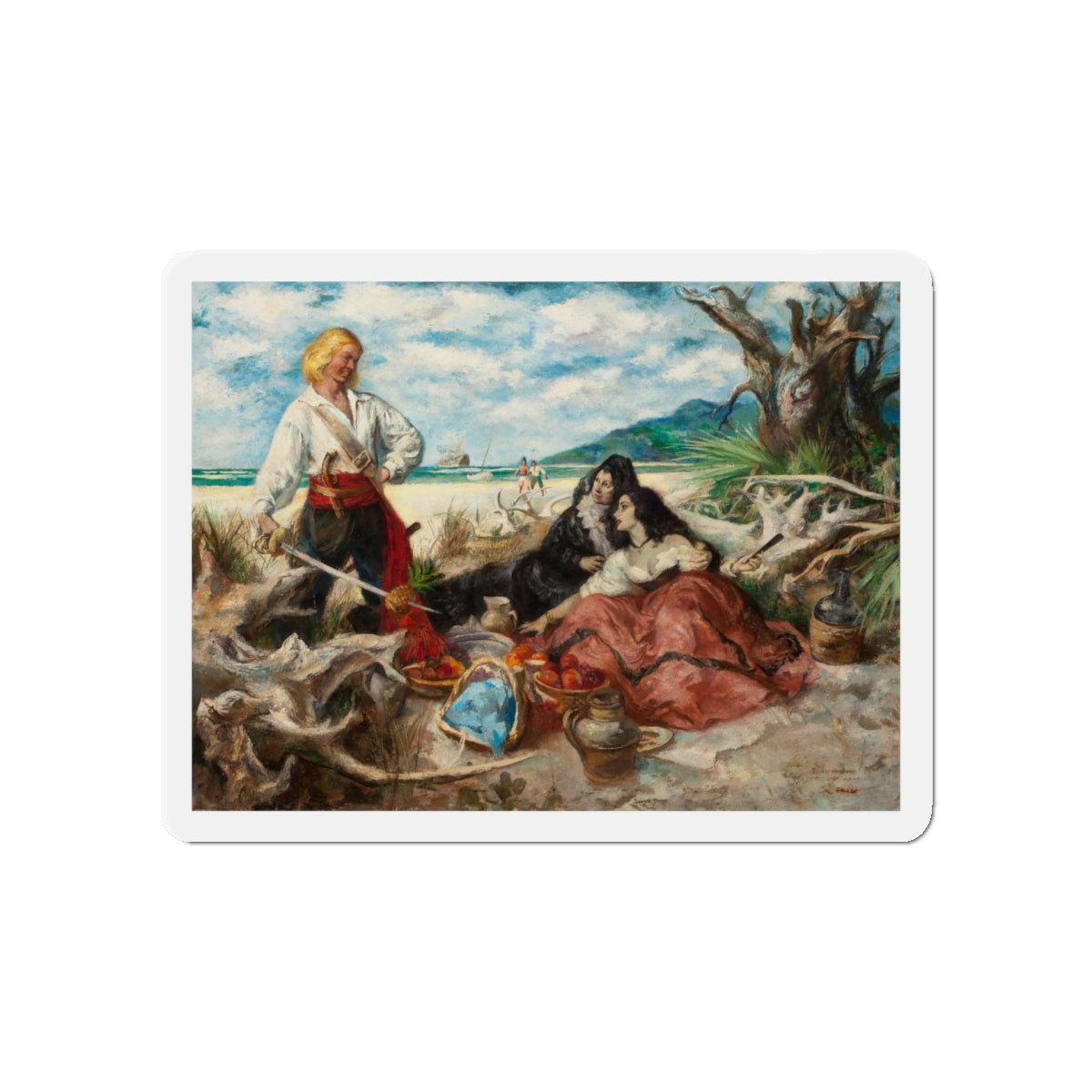 Cupid is a Fat Duenna, The Saturday Evening Post story illustration (Magazine Illustration) Refrigerator Magnet-5" x 5"-The Sticker Space