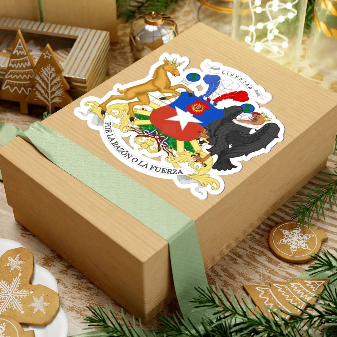 Current Coat of Arms of Chile Full Ornamented Proposal (Chile) (Coat of Arms) STICKER Vinyl Kiss-Cut Decal - The Sticker Space