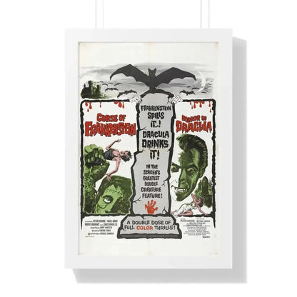 CURSE OF FRANKENSTEIN + HORROR OF DRACULA 1957 - Framed Movie Poster 16″ x 24″ White - The Sticker Space