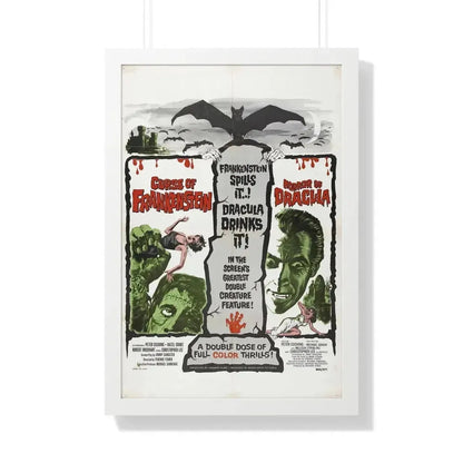 CURSE OF FRANKENSTEIN + HORROR OF DRACULA 1957 - Framed Movie Poster - The Sticker Space