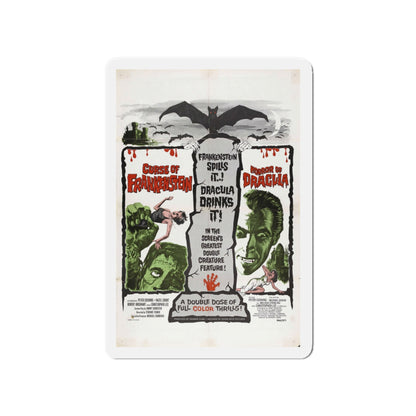 CURSE OF FRANKENSTEIN + HORROR OF DRACULA 1957 Movie Poster - Die-Cut Magnet-4" x 4"-The Sticker Space