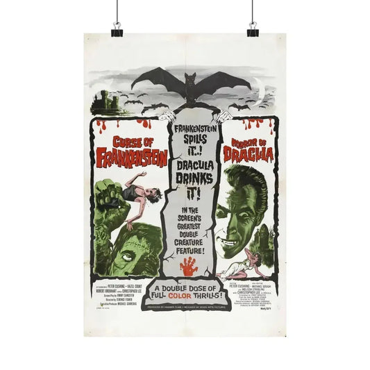 CURSE OF FRANKENSTEIN + HORROR OF DRACULA 1957 - Paper Movie Poster 12″ x 18″ Matte - The Sticker Space