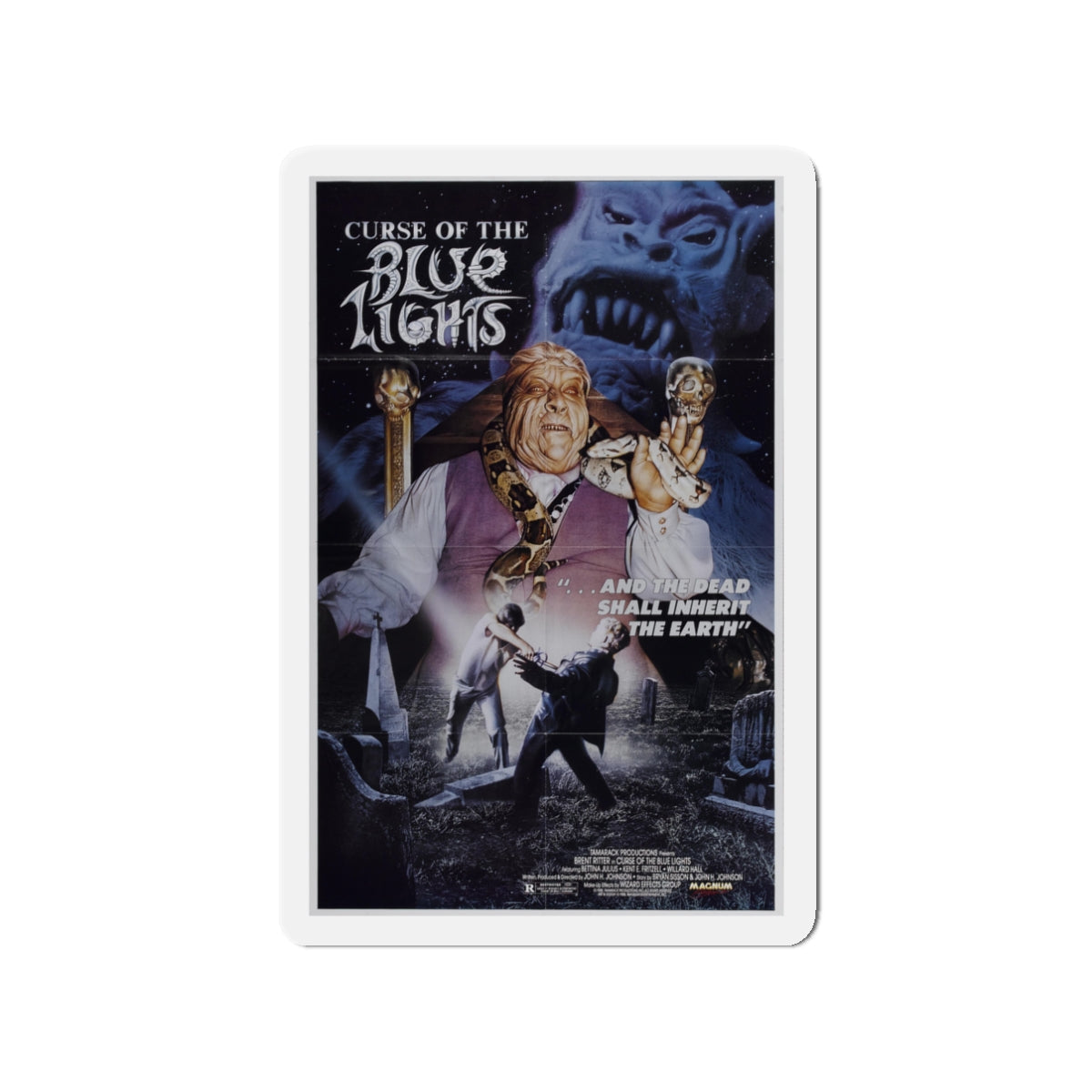 CURSE OF THE BLUE LIGHTS 1988 Movie Poster - Die-Cut Magnet-3" x 3"-The Sticker Space