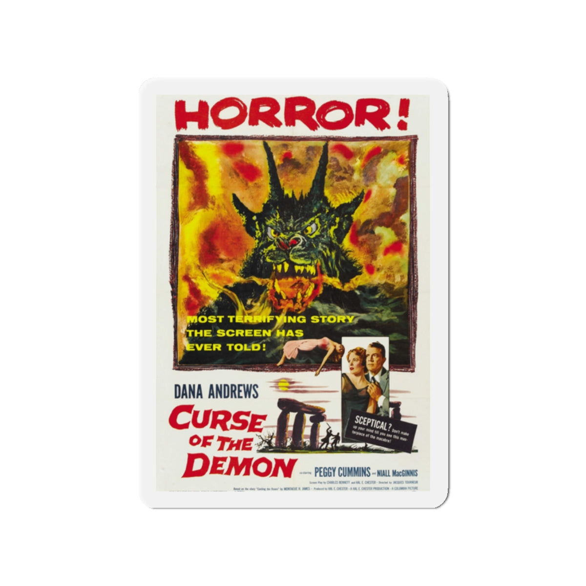 CURSE OF THE DEMON 1957 Movie Poster - Die-Cut Magnet-2" x 2"-The Sticker Space