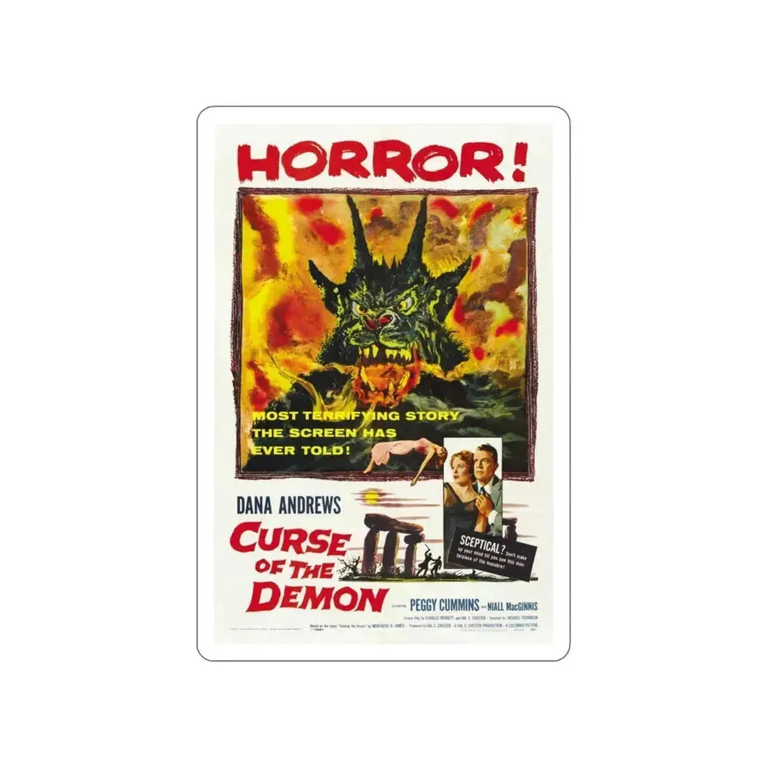 CURSE OF THE DEMON 1957 Movie Poster STICKER Vinyl Die-Cut Decal 3 Inch - The Sticker Space