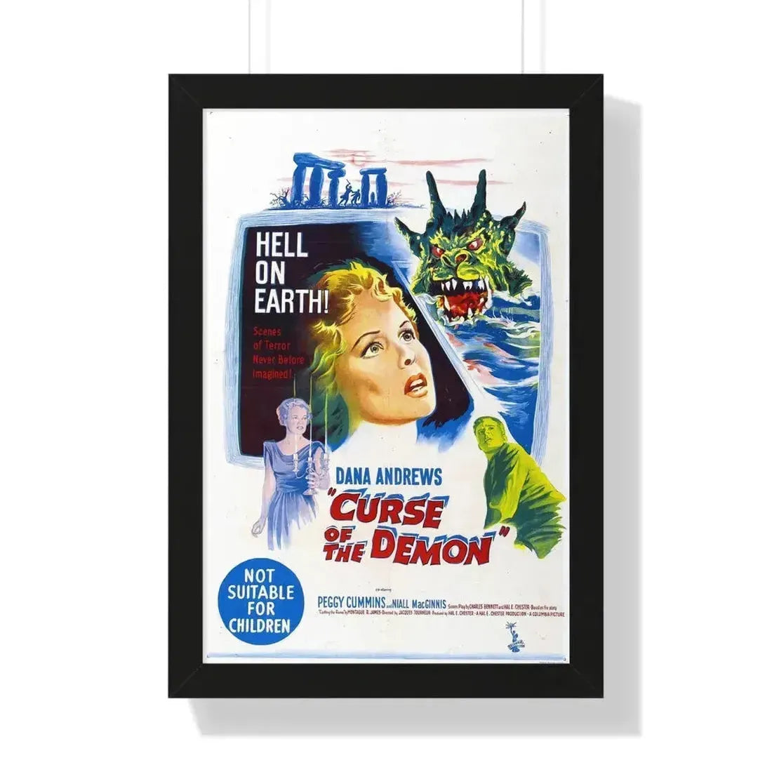 CURSE OF THE DEMON (NIGHT OF THE DEMON) 1957 - Framed Movie Poster 16″ x 24″ Black - The Sticker Space