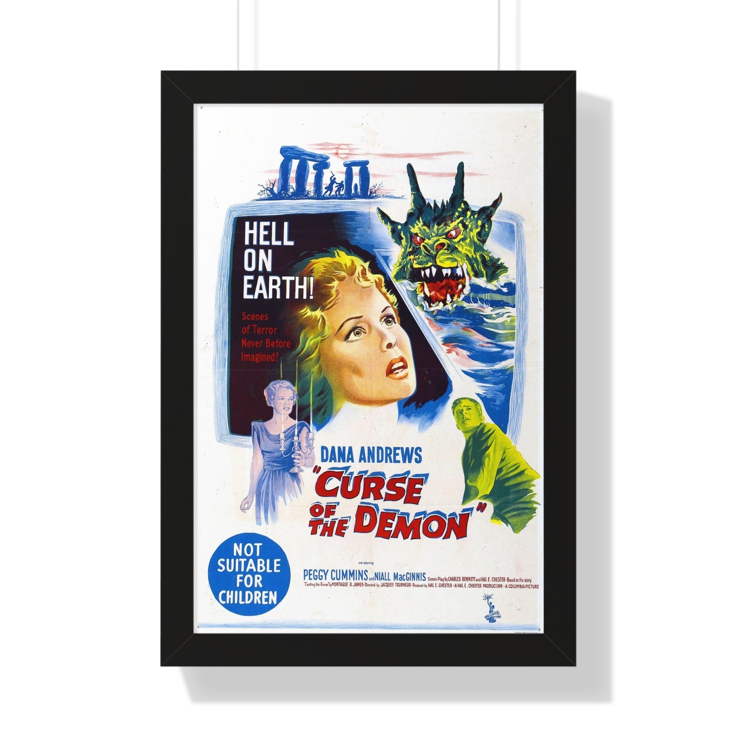 CURSE OF THE DEMON (NIGHT OF THE DEMON) 1957 - Framed Movie Poster-16″ x 24″-The Sticker Space