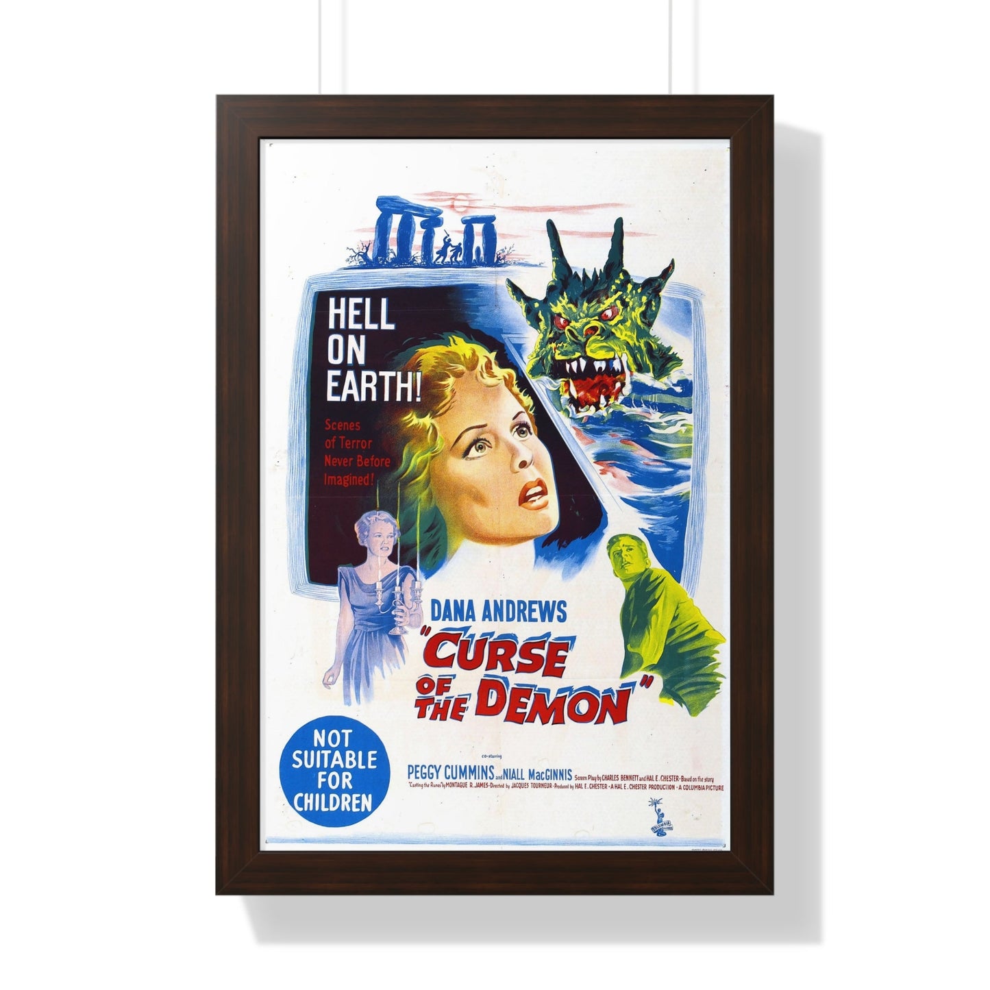 CURSE OF THE DEMON (NIGHT OF THE DEMON) 1957 - Framed Movie Poster-16″ x 24″-The Sticker Space